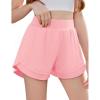 Zaclotre Girls Athletic Shorts with Pockets Crossover Triple Layered 2 in 1 Kids Sport Cheer Workout Running Shorts(Pink)