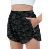 Zaclotre Girls Athletic Shorts with Zipper Pockets High Waisted Running Shorts Soccer Gym Sports Active Short for Kids(Black Camouflage)