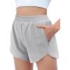 Zaclotre Girls Athletic Shorts with Zipper Pockets High Waisted Running Shorts Soccer Gym Sports Active Short for Kids(Grey)