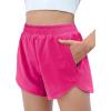 Zaclotre Girls Athletic Shorts with Zipper Pockets High Waisted Running Shorts Soccer Gym Sports Active Short for Kids(Hot Pink)