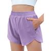 Zaclotre Girls Athletic Shorts with Zipper Pockets High Waisted Running Shorts Soccer Gym Sports Active Short for Kids(Lavender)