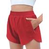 Zaclotre Girls Athletic Shorts with Zipper Pockets High Waisted Running Shorts Soccer Gym Sports Active Short for Kids(Red)