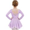 Zaclotre Girls Ballet Leotards Long Sleeve Shiny Skirted Crisscross Back Toddler Leotard Dresses Dance Outfits(Lilac)