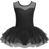 Zaclotre Girls Ballet Leotards Sparkly Sleevesless Mesh Dance Dress Tutu Ballerina Costume for Kids(Black)