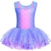 Zaclotre Girls Ballet Leotards Sparkly Sleevesless Mesh Dance Dress Tutu Ballerina Costume for Kids(Blue Mermaid)