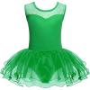 Zaclotre Girls Ballet Leotards Sparkly Sleevesless Mesh Dance Dress Tutu Ballerina Costume for Kids(Green)