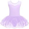 Zaclotre Girls Ballet Leotards Sparkly Sleevesless Mesh Dance Dress Tutu Ballerina Costume for Kids(Lilac)