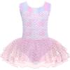 Zaclotre Girls Ballet Leotards Sparkly Sleevesless Mesh Dance Dress Tutu Ballerina Costume for Kids(Pink Mermaid)