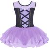 Zaclotre Girls Ballet Leotards Sparkly Sleevesless Mesh Dance Dress Tutu Ballerina Costume for Kids(Purple& Black)