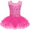 Zaclotre Girls Ballet Leotards Sparkly Sleevesless Mesh Dance Dress Tutu Ballerina Costume for Kids(Rose Leopard)