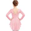 Zaclotre Girls Ballet Leotards with Shinny Skirts Long Sleeve Crisscross Back Dance Dress Outfits(Ballet Pink)