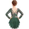 Zaclotre Girls Ballet Leotards with Shinny Skirts Long Sleeve Crisscross Back Dance Dress Outfits(Christmas)