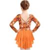 Zaclotre Girls Ballet Leotards with Shinny Skirts Long Sleeve Crisscross Back Dance Dress Outfits(Halloween)