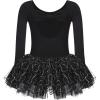 Zaclotre Girls Ballet Long Sleeve Skirted Leotards with Tutus Skirt Dance Dress Ballerina Outfits(Black/Bow Back)