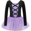 Zaclotre Girls Ballet Long Sleeve Skirted Leotards with Tutus Skirt Dance Dress Ballerina Outfits(Black/Purple)