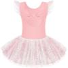 Zaclotre Girls Ballet Ruffle Short Sleeve Skirted Leotards with Tutus Skirt Dance Dress Ballerina Outfits(Z-ballet Pink)