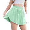 Zaclotre Girls Butterfly Shorts with Pockets 2 in 1 Flowy Running Shorts Kids Athletic Skorts for Tennis Cheer Dance(Green)