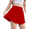 Zaclotre Girls Butterfly Shorts with Pockets 2 in 1 Flowy Running Shorts Kids Athletic Skorts for Tennis Cheer Dance(Red)