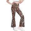 Zaclotre Girls Flare Leggings High Waisted V Crossover Casual Yoga Bell Bottoms with Pockets Pants for Kid(Brown Marble)