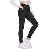 Zaclotre Girls Fleece Lined Leggings Kids Water Resistant Winter Warm Crossover Athletic Yoga Pants with Pockets(Black)
