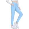 Zaclotre Girls Fleece Lined Leggings Kids Water Resistant Winter Warm Crossover Athletic Yoga Pants with Pockets(Blue)