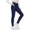 Zaclotre Girls Fleece Lined Leggings Kids Water Resistant Winter Warm Crossover Athletic Yoga Pants with Pockets(Navy Blue)