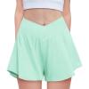 Zaclotre Girls Flowy Shorts with Spandex Liner V Crossover 2 in 1 Athletic Running Shorts with Pockets Kids Butterfly Skorts(Green)