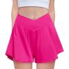 Zaclotre Girls Flowy Shorts with Spandex Liner V Crossover 2 in 1 Athletic Running Shorts with Pockets Kids Butterfly Skorts(Hot Pink)