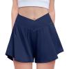 Zaclotre Girls Flowy Shorts with Spandex Liner V Crossover 2 in 1 Athletic Running Shorts with Pockets Kids Butterfly Skorts(Navy Blue)