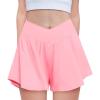 Zaclotre Girls Flowy Shorts with Spandex Liner V Crossover 2 in 1 Athletic Running Shorts with Pockets Kids Butterfly Skorts(Pink)