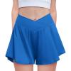 Zaclotre Girls Flowy Shorts with Spandex Liner V Crossover 2 in 1 Athletic Running Shorts with Pockets Kids Butterfly Skorts(Royal Blue)