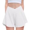 Zaclotre Girls Flowy Shorts with Spandex Liner V Crossover 2 in 1 Athletic Running Shorts with Pockets Kids Butterfly Skorts(White)