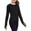 Zaclotre Girls Long Sleeve Shirts with Thumb Holes Quick Dry Workout Athletic Tops for Kids Sport Performance Clothes(Black)