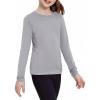 Zaclotre Girls Long Sleeve Shirts with Zipper Pockets Quick Dry Athletic Workout Tops for Kids Sport Performance Clothes(Light Grey)