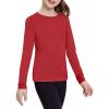 Zaclotre Girls Long Sleeve Shirts with Zipper Pockets Quick Dry Athletic Workout Tops for Kids Sport Performance Clothes(Red)
