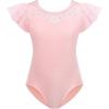 Zaclotre Girls Ruffle Sleeve Ballet Leotards Toddler Mesh Dance Leotard Sparkly Gymnastics Outfits(Ballet Pink)