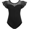 Zaclotre Girls Ruffle Sleeve Ballet Leotards Toddler Mesh Dance Leotard Sparkly Gymnastics Outfits(Black)