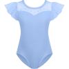 Zaclotre Girls Ruffle Sleeve Ballet Leotards Toddler Mesh Dance Leotard Sparkly Gymnastics Outfits(Blue)