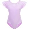 Zaclotre Girls Ruffle Sleeve Ballet Leotards Toddler Mesh Dance Leotard Sparkly Gymnastics Outfits(Lilac)