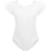 Zaclotre Girls Ruffle Sleeve Ballet Leotards Toddler Mesh Dance Leotard Sparkly Gymnastics Outfits(White)
