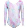 Zaclotre Girls Sparkling Stars Gymnastics Long Sleeve Leotards for Patriotic USA Kids(Multicolor)