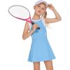 Zaclotre Girls Tennis Dress Cute Golf Outfit Sleeveless Workout Athletic Dresses with Shorts Pockets(#1-blue)