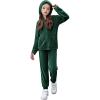 Zaclotre Girls Velour Tracksuits 2 Piece Outfits Zip Up Hoodie and Jogger Sweatpant Sweatsuits Athletic Clothing Sets(Dark Green)