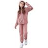 Zaclotre Girls Velour Tracksuits 2 Piece Outfits Zip Up Hoodie and Jogger Sweatpant Sweatsuits Athletic Clothing Sets(Pink)