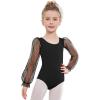 Zaclotre Gymnastics Leotards for Girls Polka Dots Mesh Long Sleeve Ballet Dance Outfit Toddler Size 3-11 Years(Black)