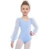 Zaclotre Gymnastics Leotards for Girls Polka Dots Mesh Long Sleeve Ballet Dance Outfit Toddler Size 3-11 Years(Blue)