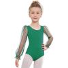 Zaclotre Gymnastics Leotards for Girls Polka Dots Mesh Long Sleeve Ballet Dance Outfit Toddler Size 3-11 Years(Green)