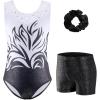 Zaclotre Gymnastics Leotards for Girls Sparkly Ballet Dance Biketards Tumbling Outfit with Matching Shorts Set(Black Fire)