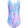 Zaclotre Gymnastics Leotards for Girls with Shorts Rainbow Star Leopard Toddler Kids Sparkly Dance Outfits Biketard(Blue Pink Mermaid)