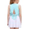 Zaclotre Kid Girls Athletic Tank Tops Open Tie Back Sleeveless Workout Running Tennis Sports Shirts 5-14Years(Green Aqua)